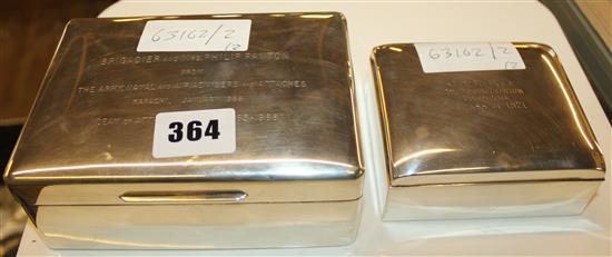 2 x silver cigarette boxes(-)